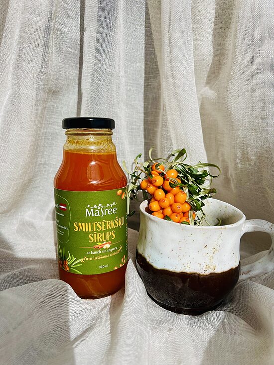 Smiltsērkšķu sīrups ar kanēli un ingveru, karsatajiem dzērieniem 330 ml